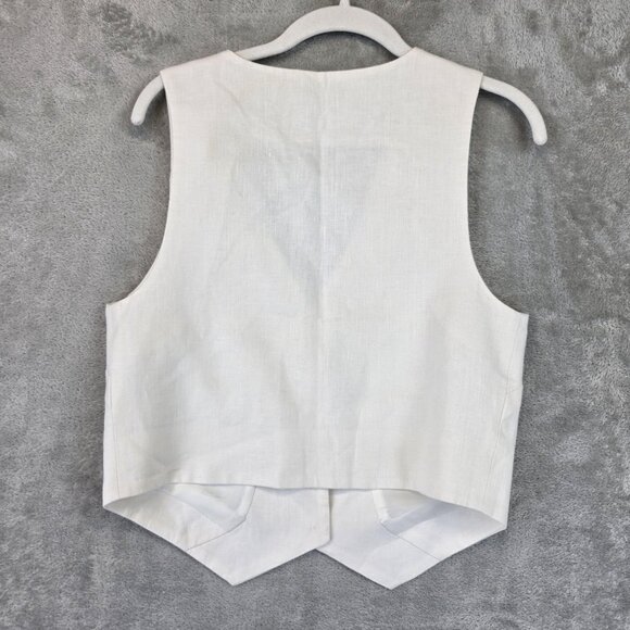 Almina Concept Linen Vest Womens S Ivory White Lined Tailored Button Front Top - Picture 8 of 10